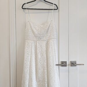 Boohoo  Boutique Embroidered Strappy Midi Skater Dress - White - US Size 10